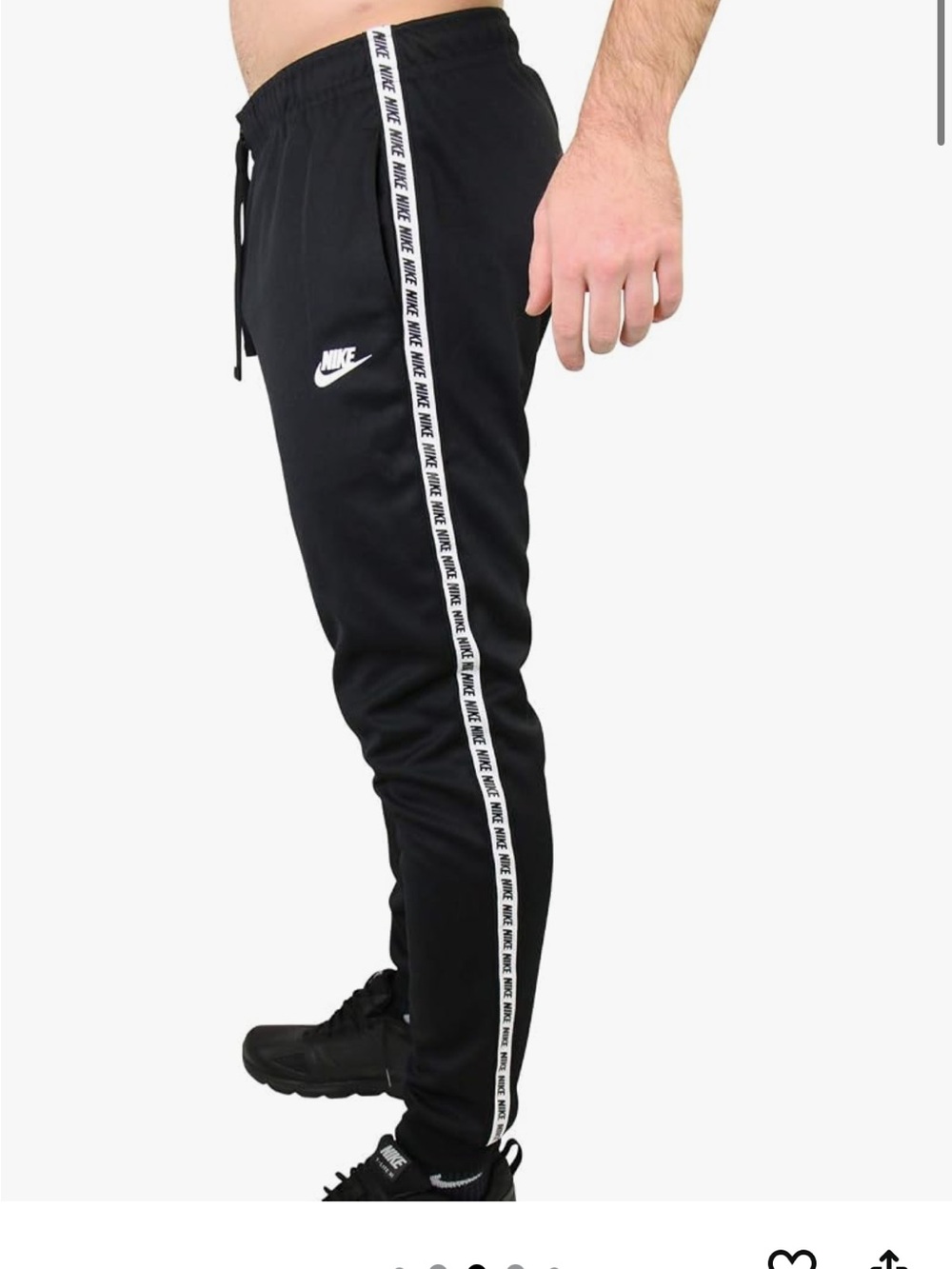 Nike Black Joggers with White Branded Side Tape